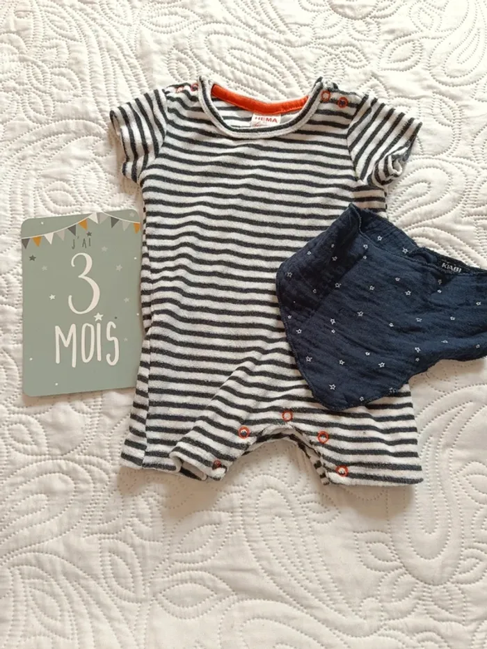 Grenouillère marinière en éponge 3 mois