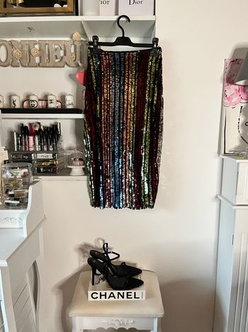 Longue jupe sequins multicolores Primark T36 TBE 🪩