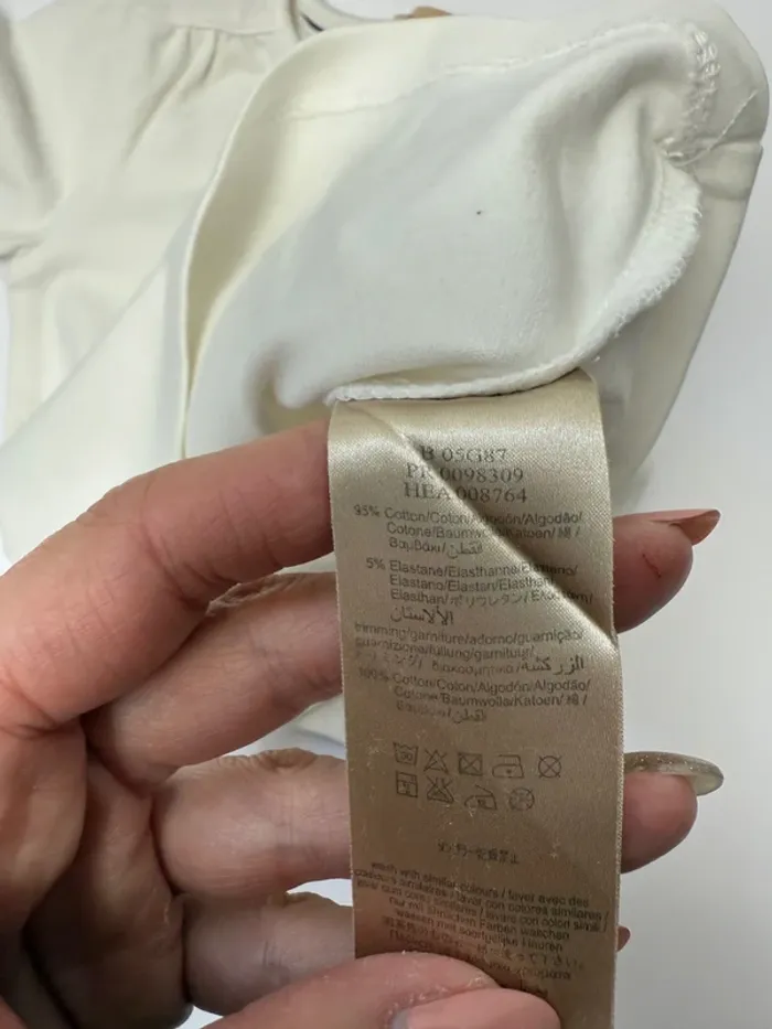 T-shirt longues manches Burberry bébé unisexe blanc taille 3 mois super état - photo numéro 6