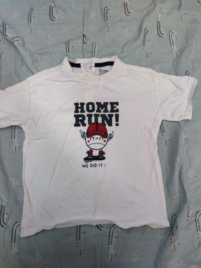 T-shirt blanc baseball home run T.24 mois