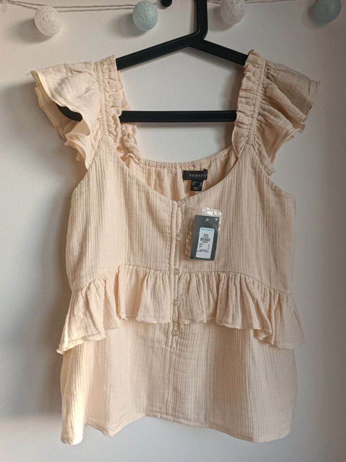 Chemisier à boutons crème/jaune clair Primark Taille 40 Neuf avec étiquette - photo numéro 3