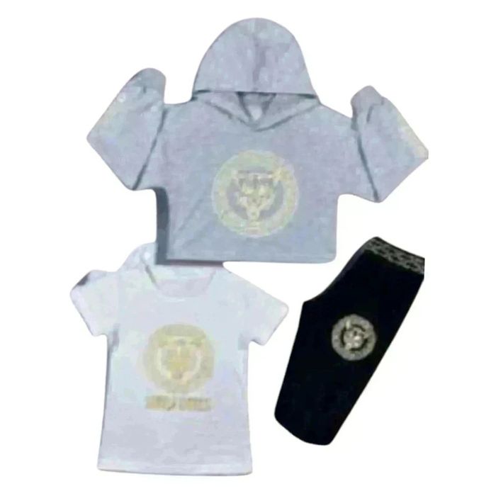 Ensemble 3 pièces fille 4 ans gris et noir