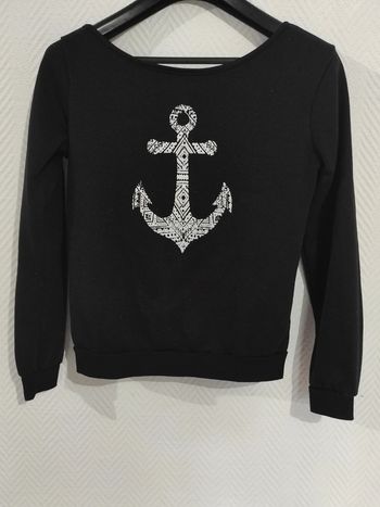 Sweat noir encre marine blanche 36