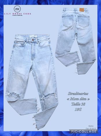 💙 jean destroy clair “mom slim” stradivarius T.38 NEW 💙