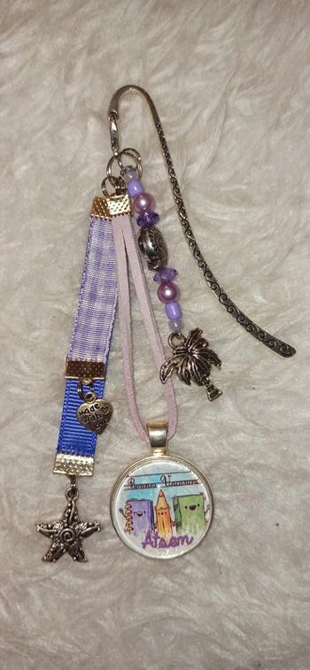 Cadeau atsem, bijoux de sac ou marque page " bonnes vacances atsem"