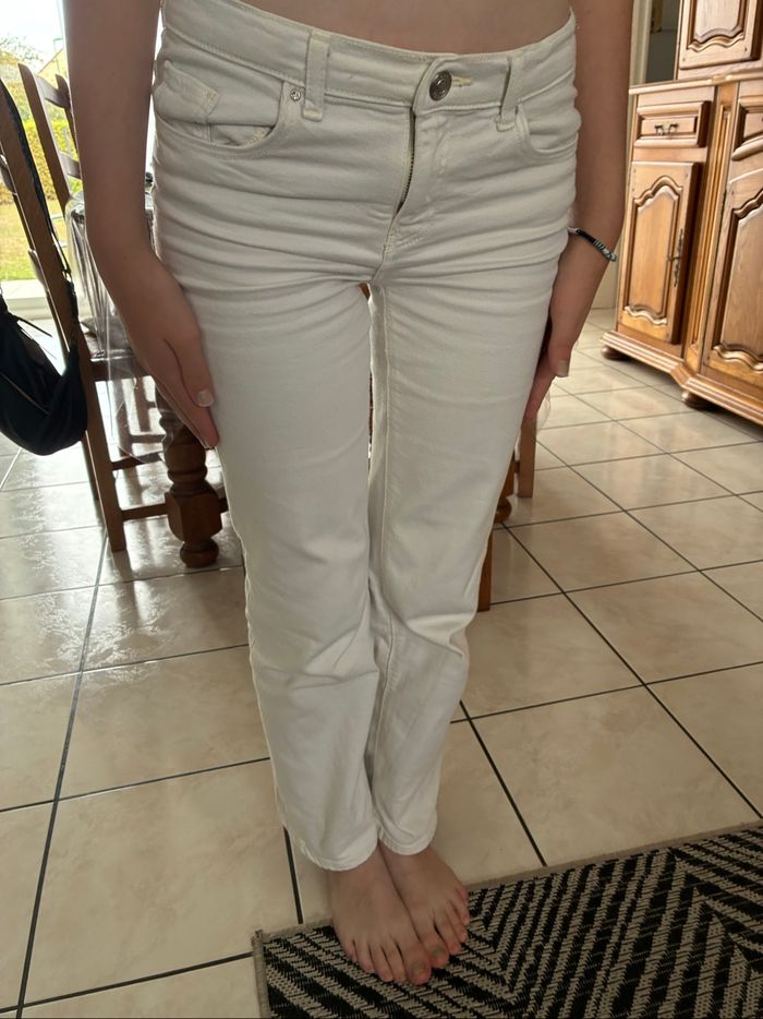 Pantalon jeans crème - photo numéro 2
