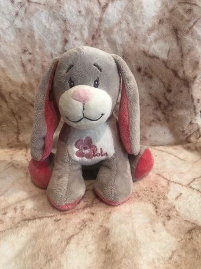 Doudou peluche chien Lola gris rose Arthur et Lola