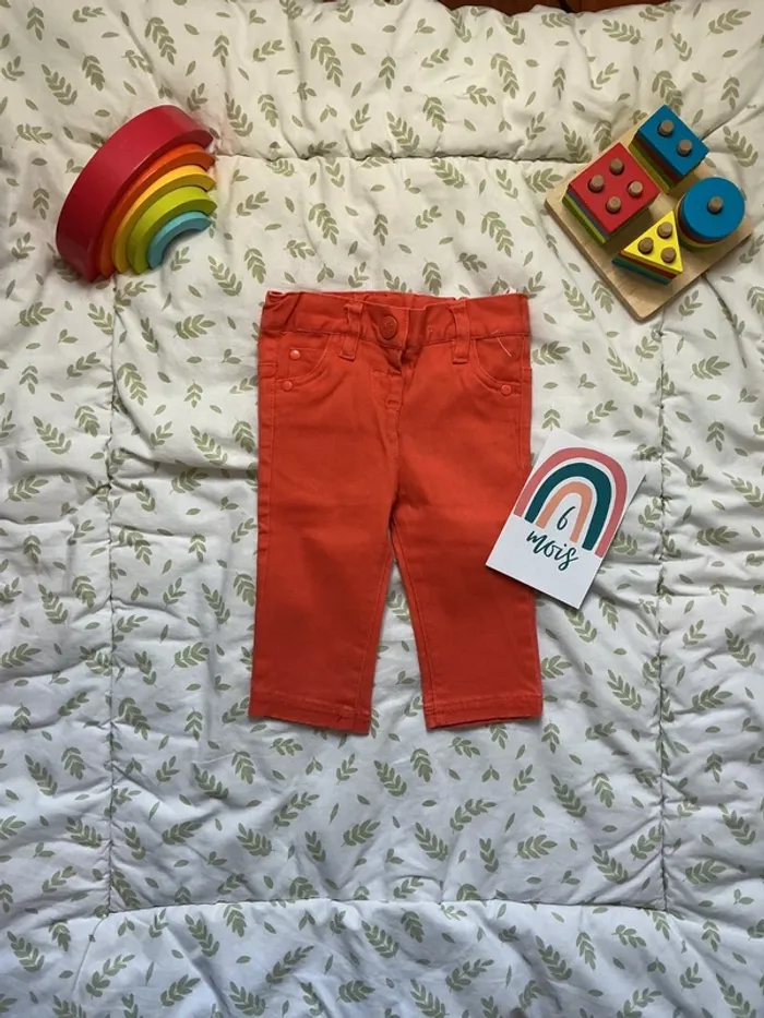 pantalon taille réglable 6 mois orange influx