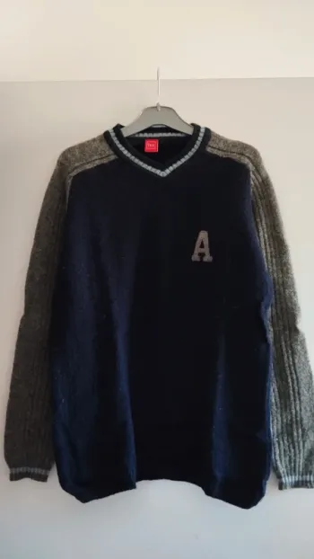 Pull bleu et gris laine homme tex taille 2