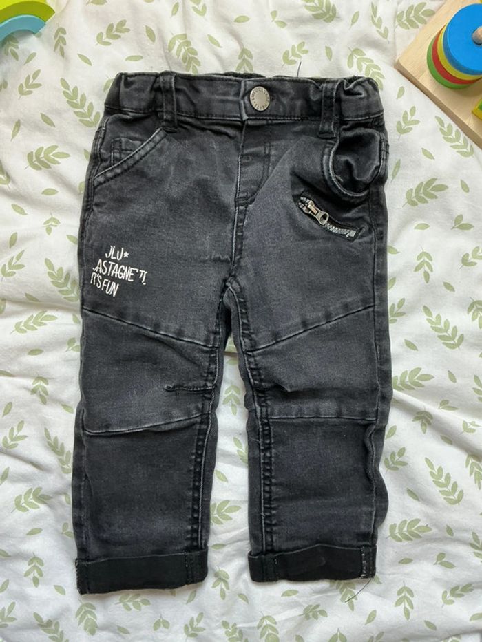 Jean slim noir lulu castagnette taille réglable 18 mois - photo numéro 3