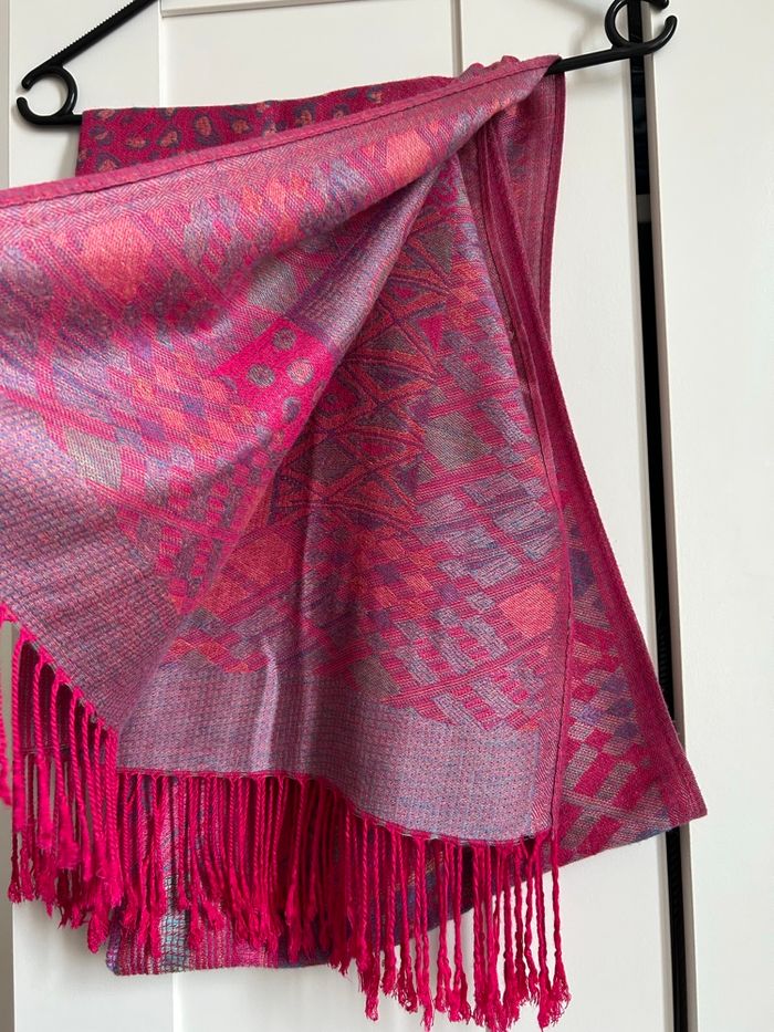 Voile / Écharpe rose à motifs Neuf Pashmina - photo numéro 5