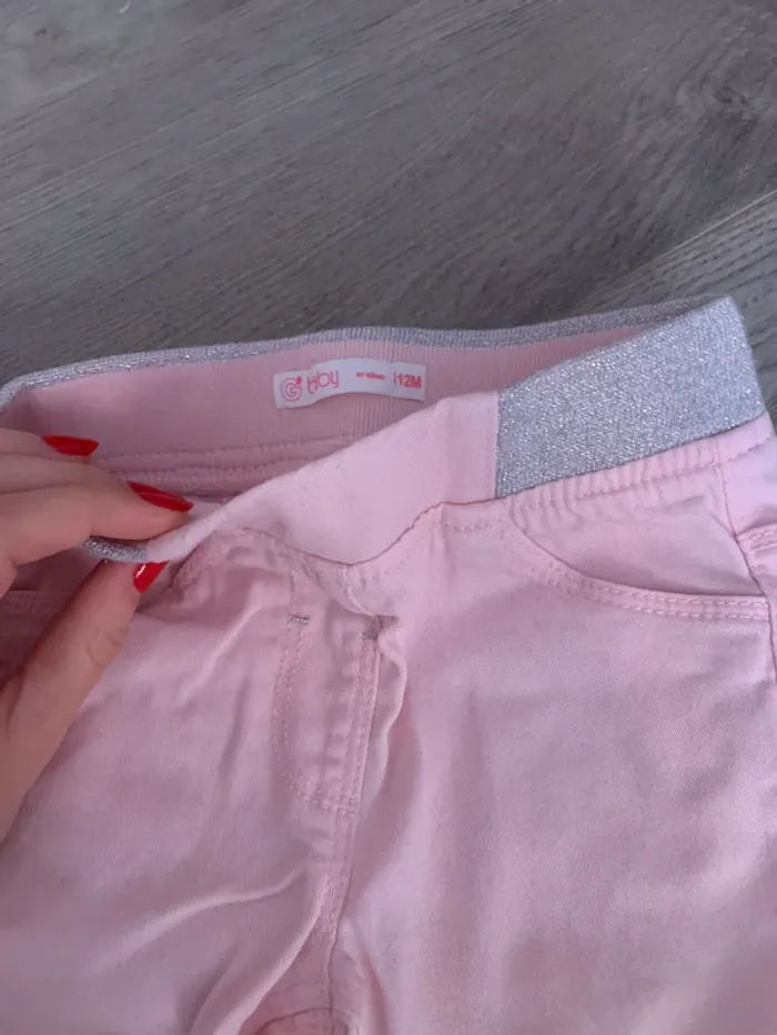 Lot de 4 legging pantalon rose 12 mois - photo numéro 3