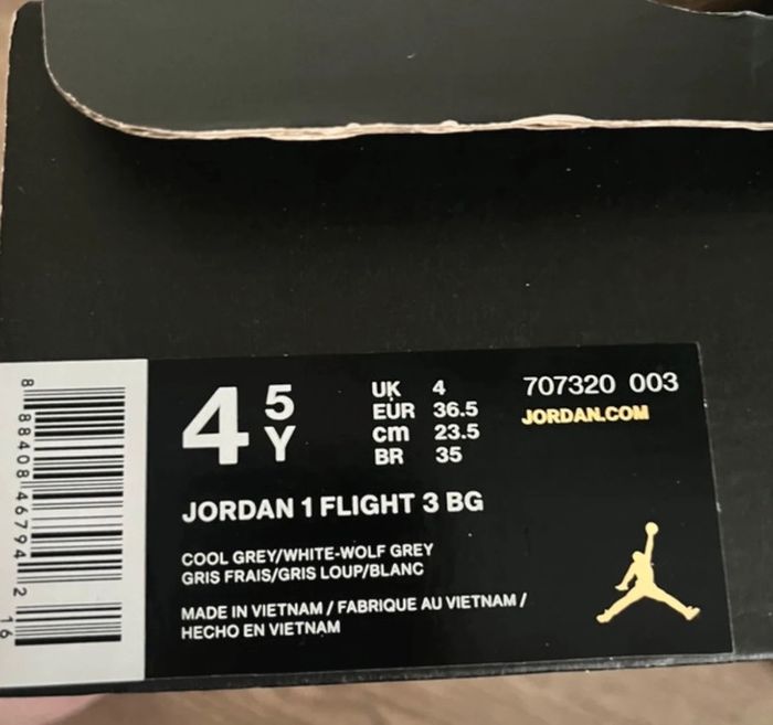 Air Jordan 1 Flight 3 BG Montante Grise - photo numéro 15