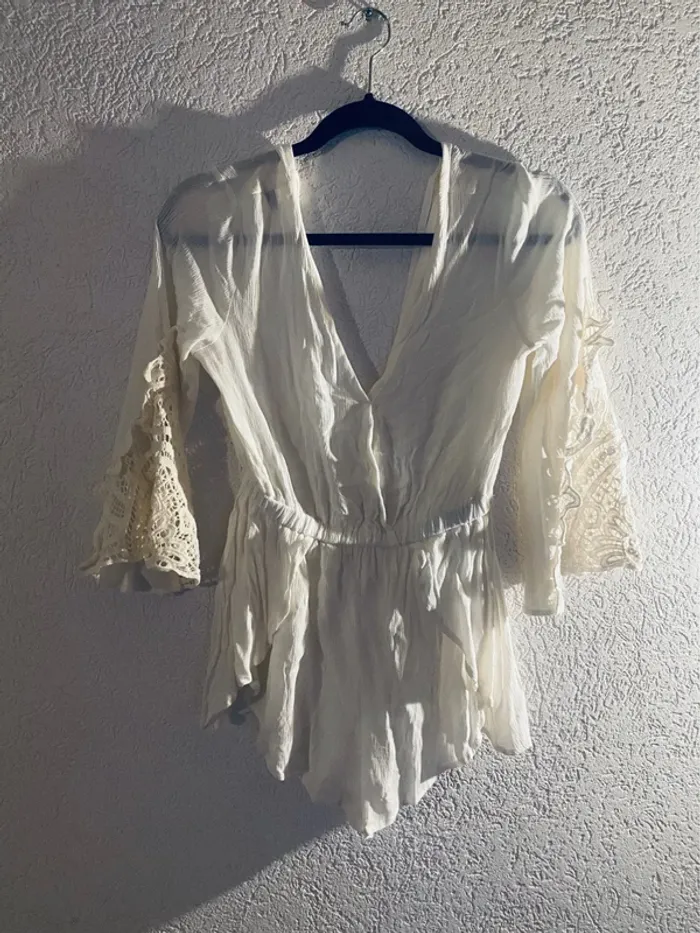 Combinaison short crème Zaful