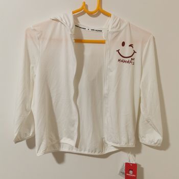 Sweat zip enfant 5 ans hoodie blanc smiley léger stretch mi-saison