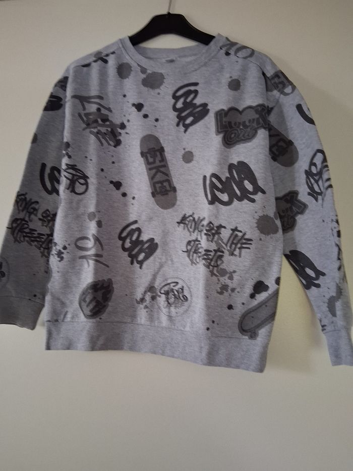 Sweat shirt " tex " gris imprimé " t- 11-12 ans"