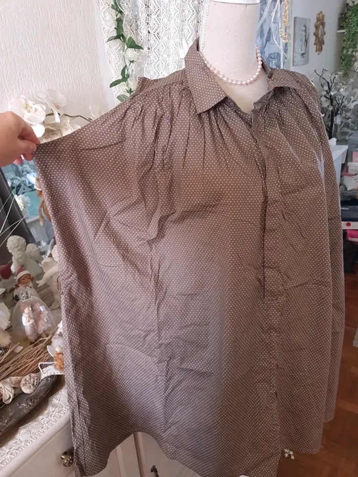Robe Oversize marron pois blanc Escandelle Paris T M Neuve - photo numéro 3