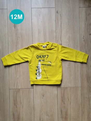 Sweat shirt jaune croco Grain de blé 12 mois