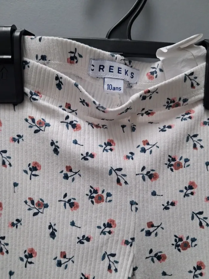 Legging blanc à fleurs - 10 ans - photo numéro 2