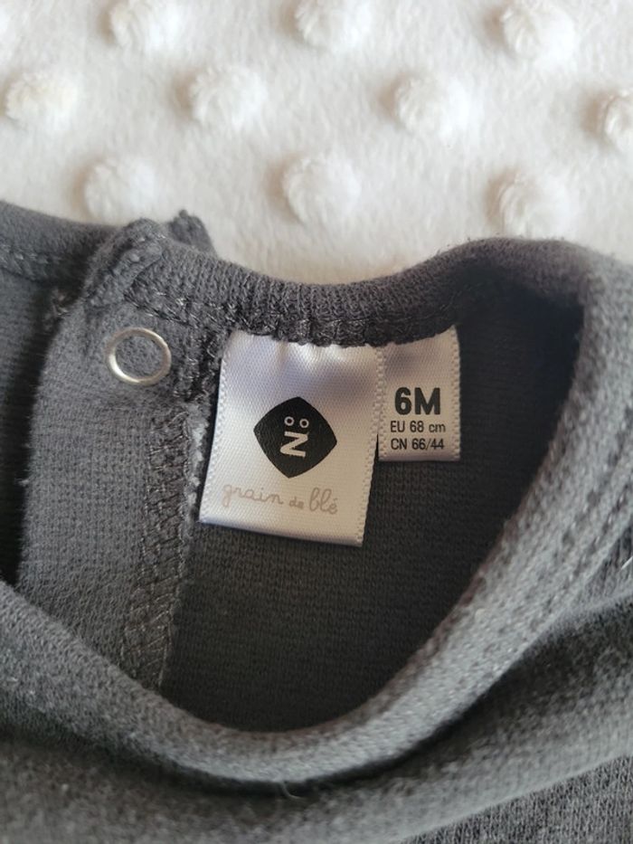 Tee-shirt mixte 6 mois – Grain de Blé – Gris anthracite "Sweet Little Panda" - photo numéro 2