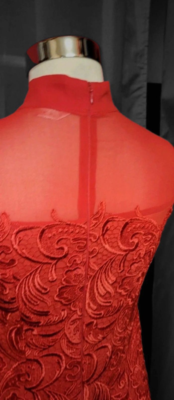 Robe chinoise traditionnelle rouge brodée – Taille M - photo numéro 7