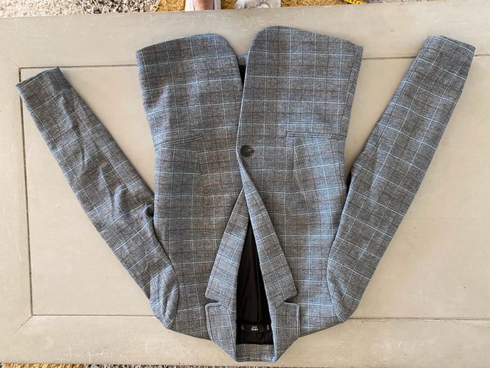 Blazer Mango gris à carreaux taille 34 / S - photo numéro 16