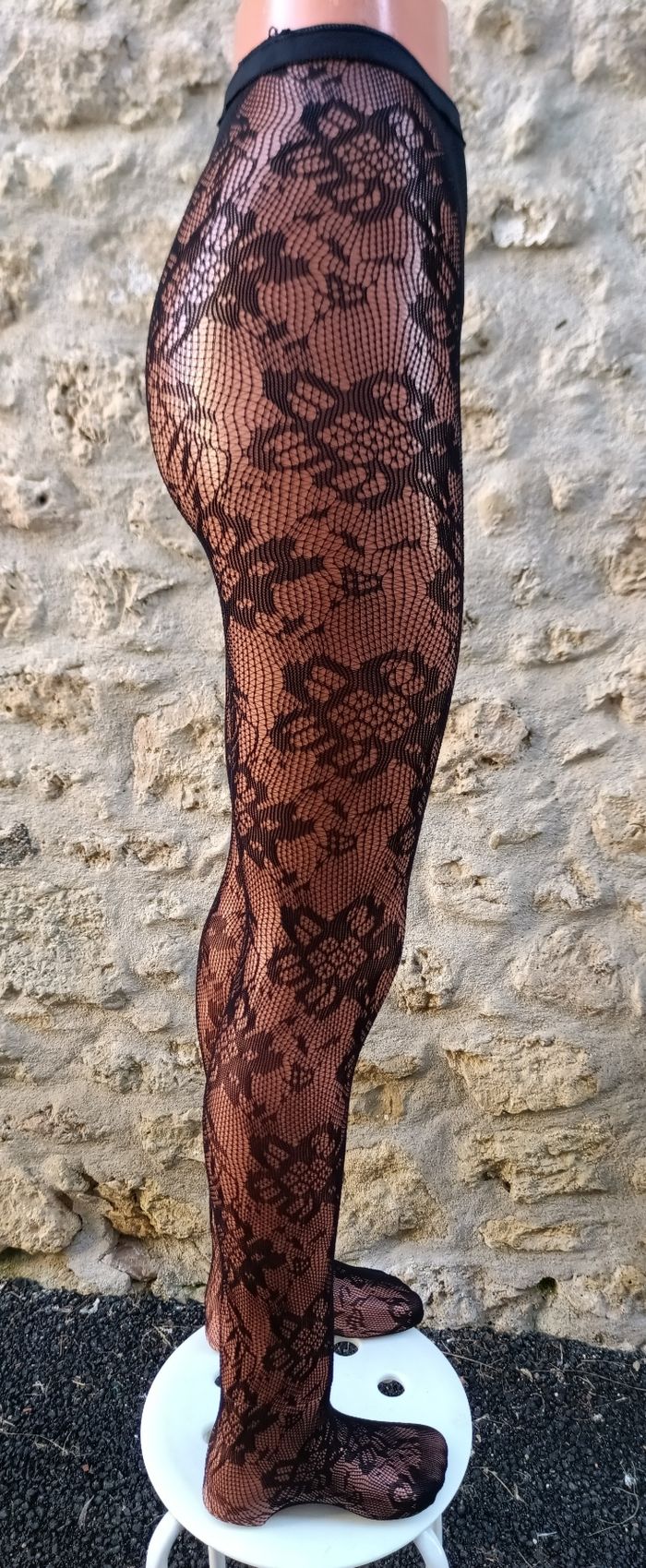 Collant résille motif fantaisie florale - photo numéro 4