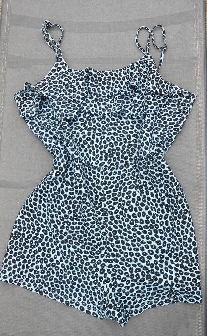 Combishort bleu imprimé léopard