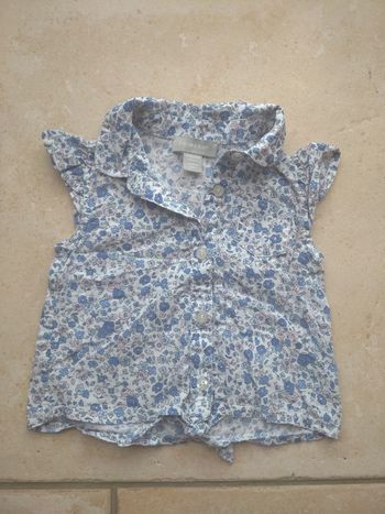 Chemise manches courtes été Fille 9/12 mois Fleurs Primark 100% coton