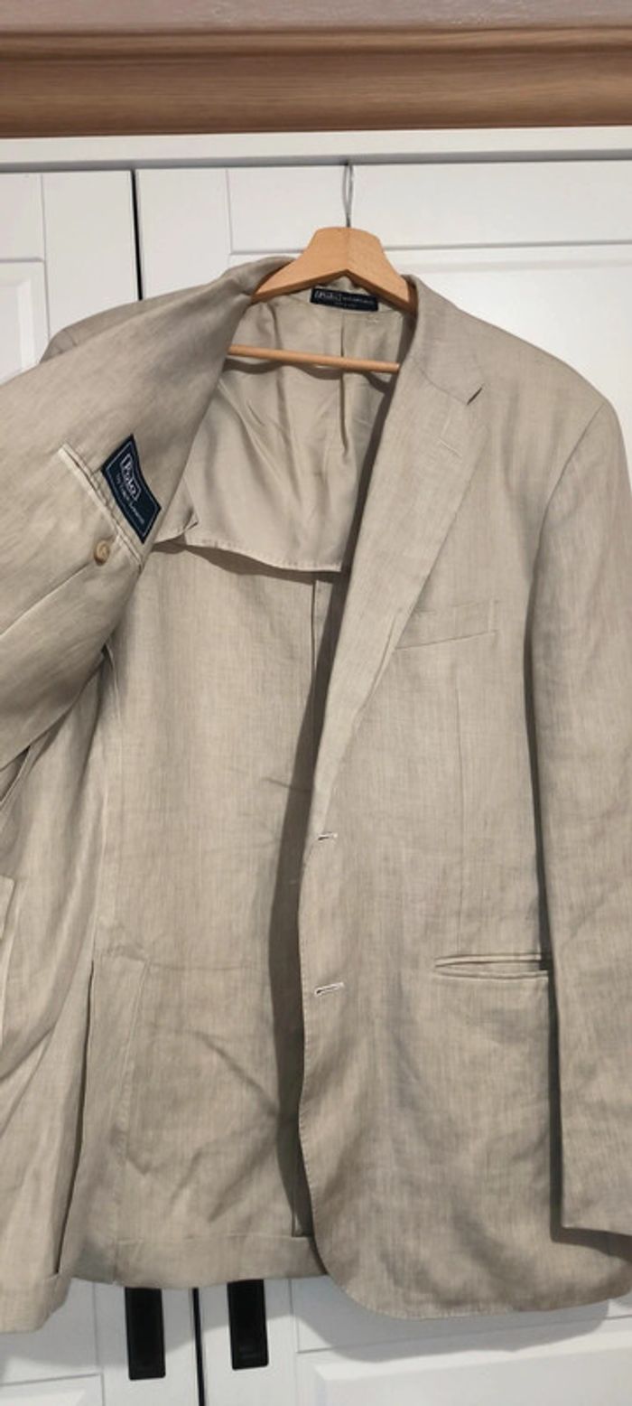 Blazer homme 100% lin polo Ralph Lauren  beige /sable - photo numéro 4