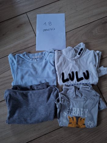 Lot Tee-shirts manches longues col roulé 18 mois garçon 