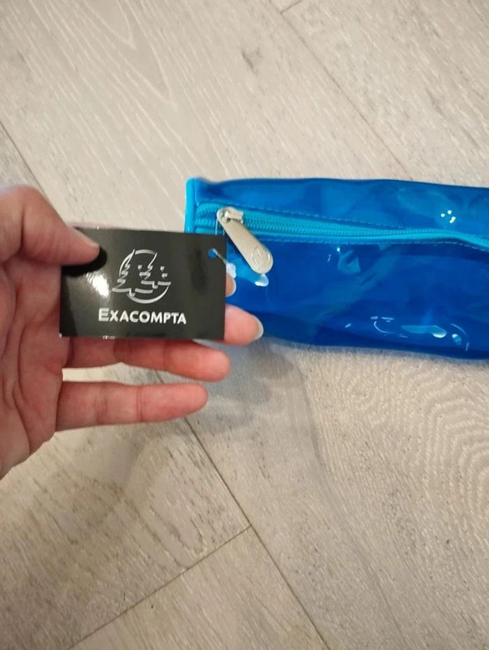Trousse fourre tout exacompta neuve bleu transparent - photo numéro 2
