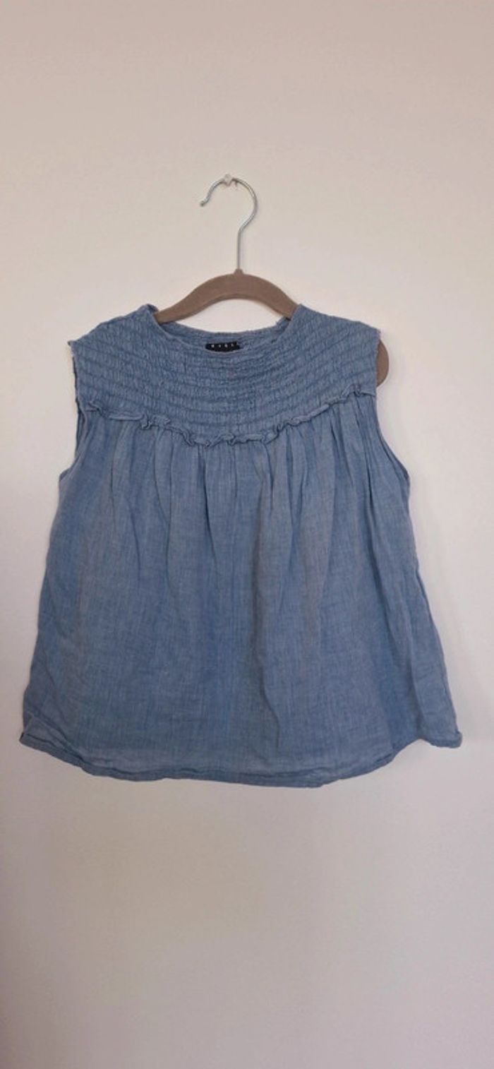 Blouse bleu en coton – Sisley – 6/7 ans