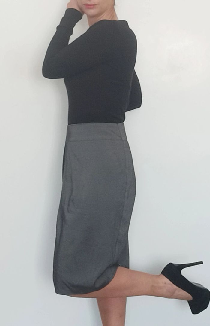 Jupe à pinces grise chic taille 44 - photo numéro 5