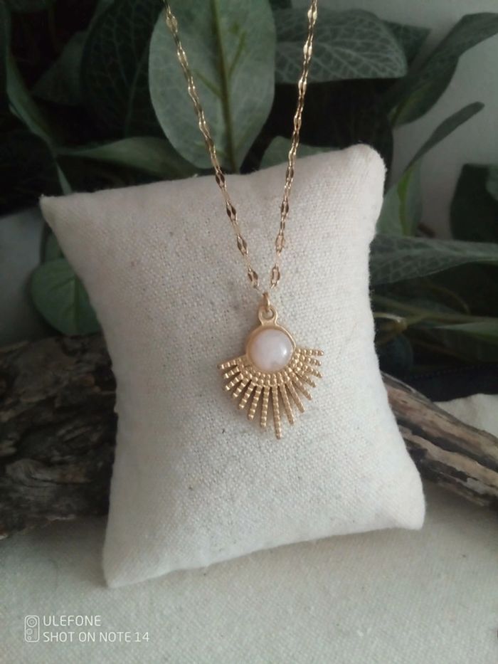 Collier bohème quartz rose pierre naturelle