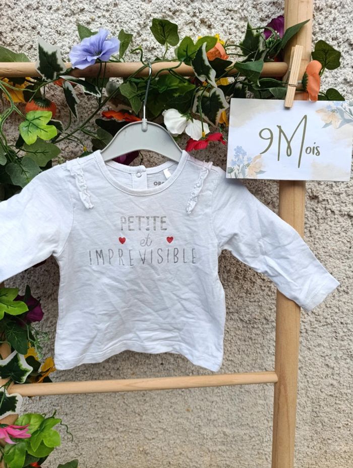 T-shirt blanc manche longue - 9mois - Orchestra - photo numéro 2