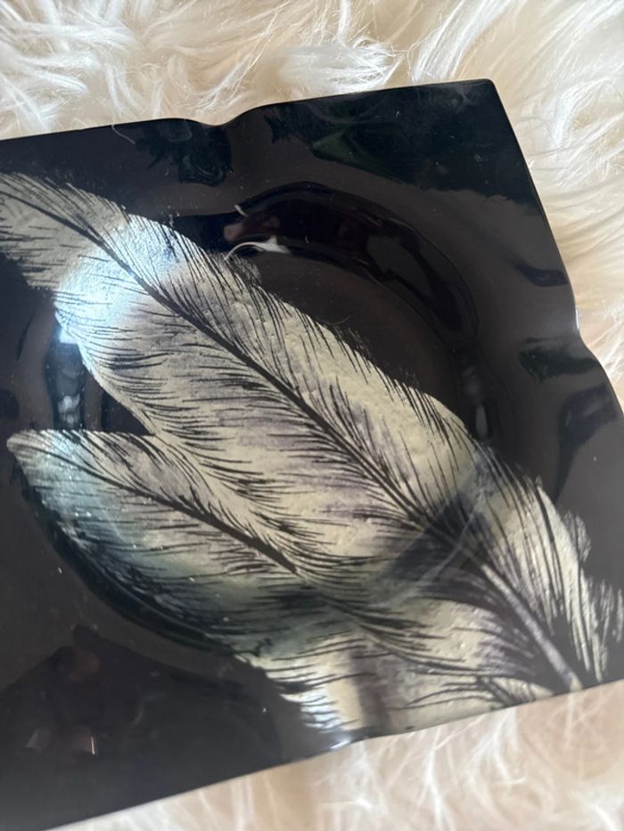 Cendrier plumes noir et argenté - Vintage - photo numéro 3