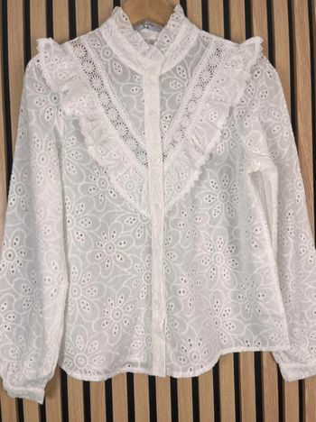 Chemise col Mao broderie anglaise tendance
