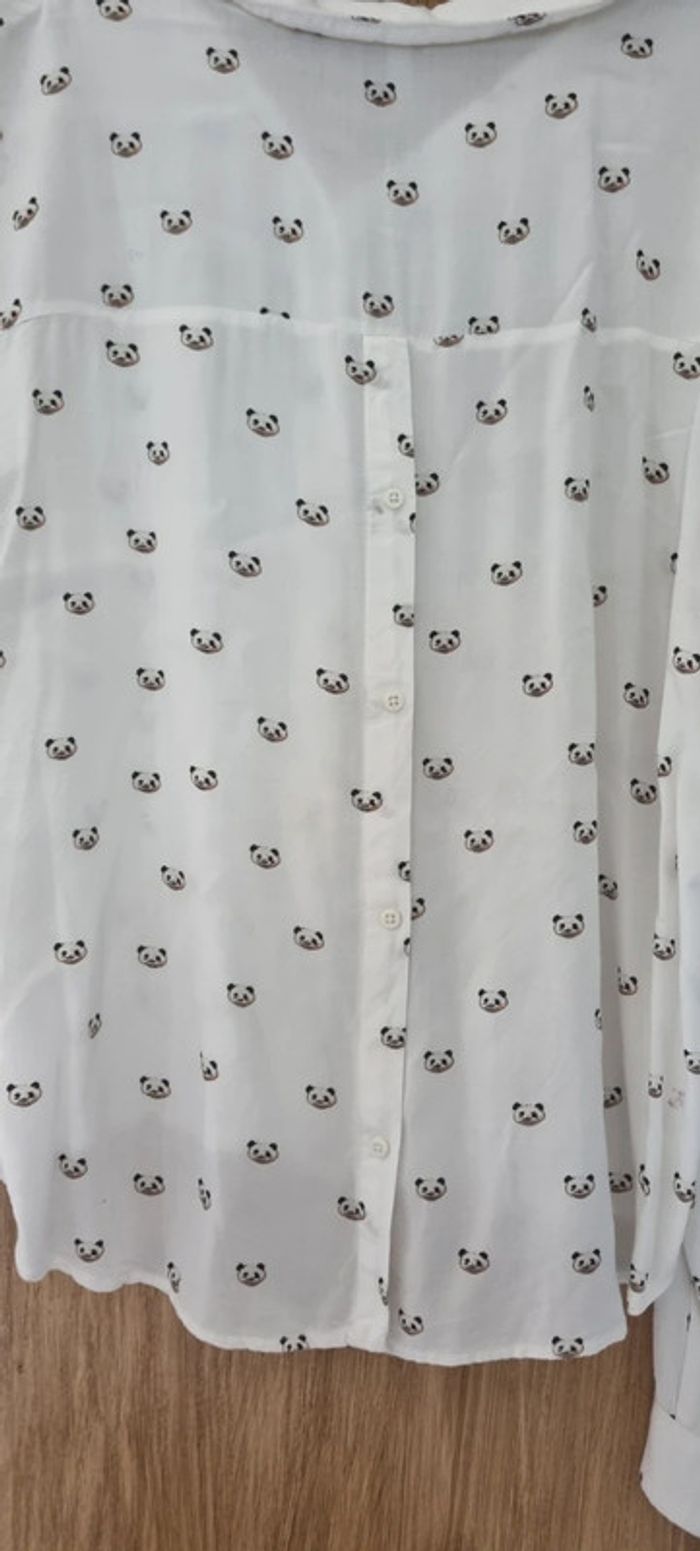 Chemise blanche avec petits pandas - Bershka - photo numéro 8