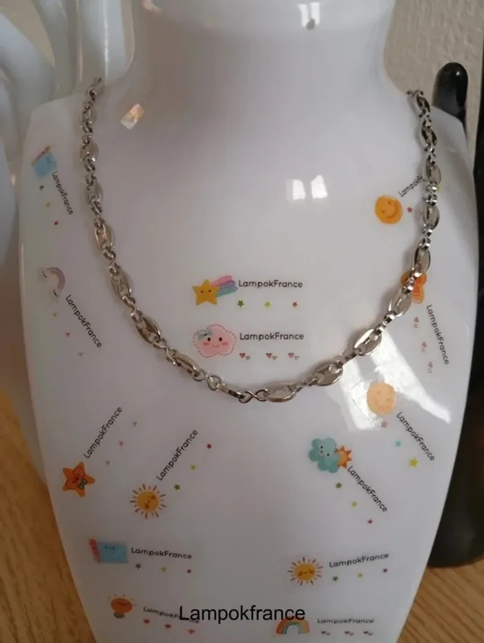 Solde 💝 Chaine en acier inoxydable femme graine de café couleur argent - photo numéro 2