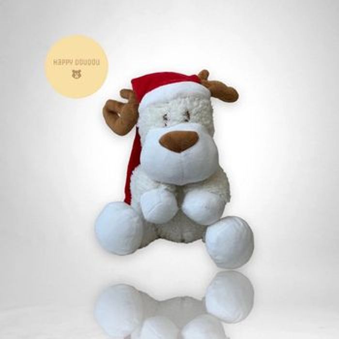 Peluche doudou renne elan bonnet rouge Orchestra A326