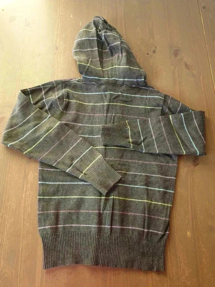 Gilet zippé à capuche 10 ans rayé NKY - photo numéro 3