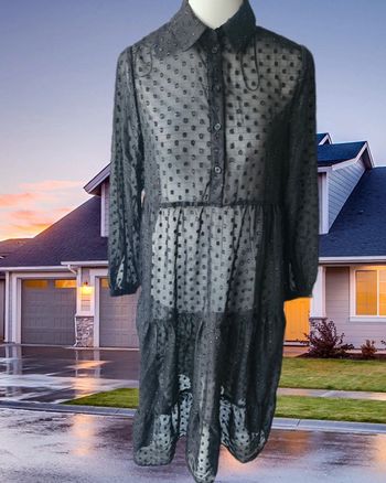 Robe longue chemise noire avec fils pailletés, Manoukian, taille 38