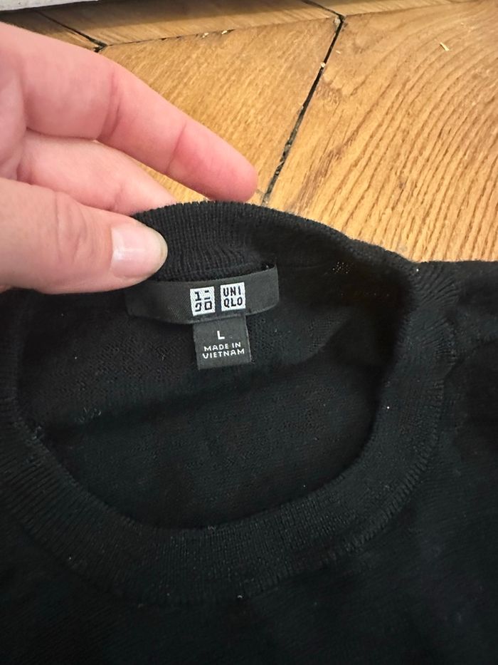 Pull en laine noir Uniqlo homme taille L - photo numéro 4