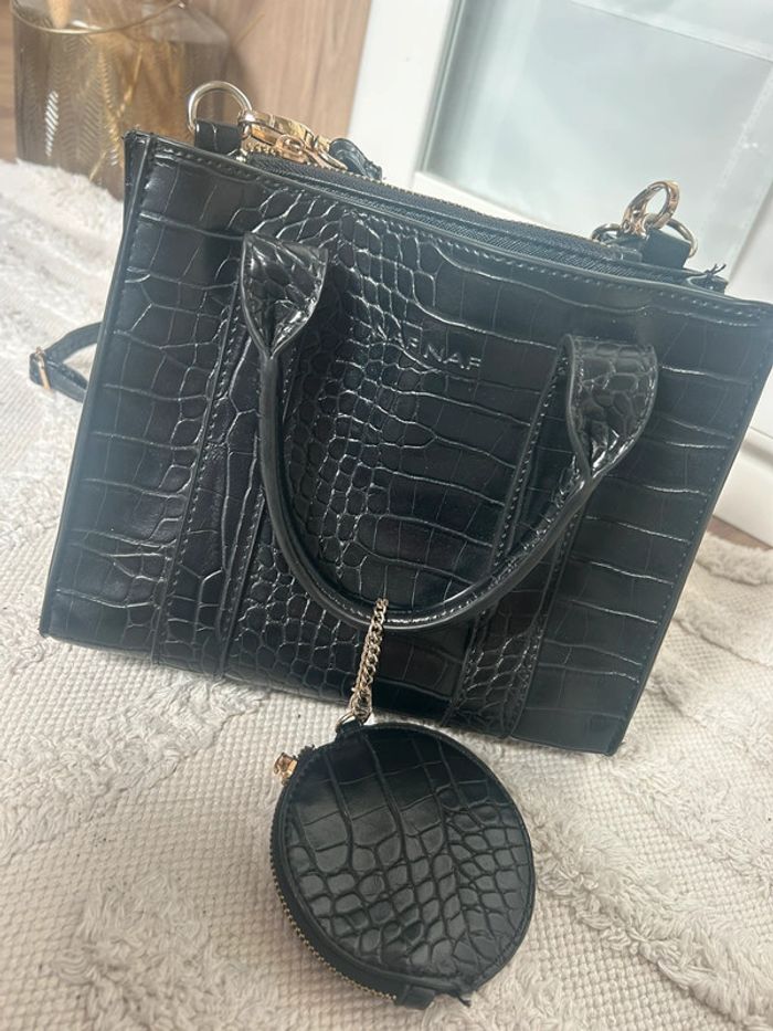 Sac bandoulière noir croco - photo numéro 2