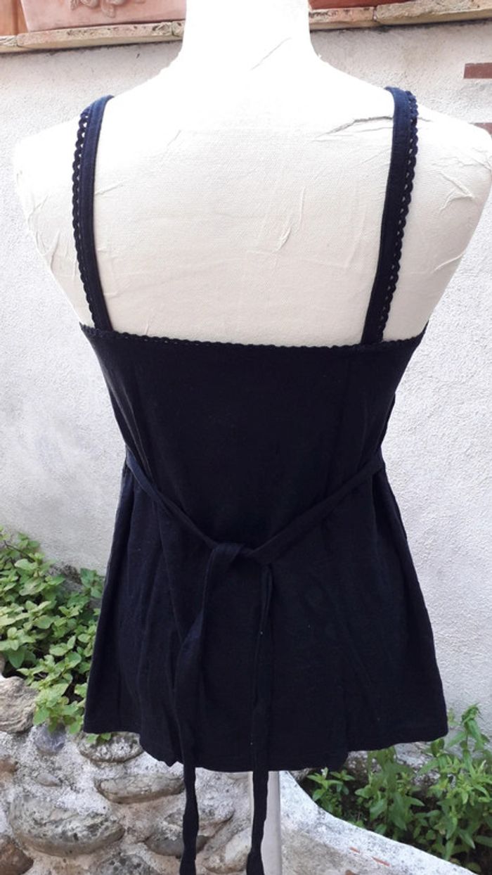 Top tee-shirt coton noir, fines bretelles - photo numéro 4