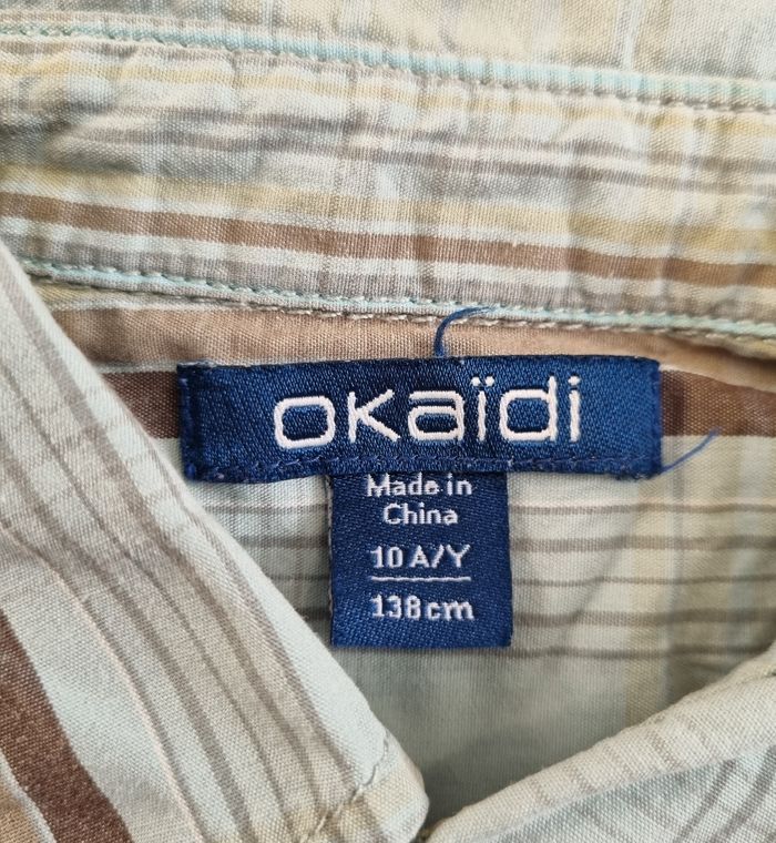 chemise manche longue bleu ciel a carreaux okaidi taille 10ans - photo numéro 2