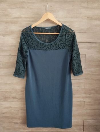 Robe manches dentelle In extenso bleu gris TL