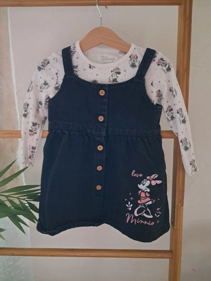 Ensemble minnie robe en jeans et tee shirt ML 18m