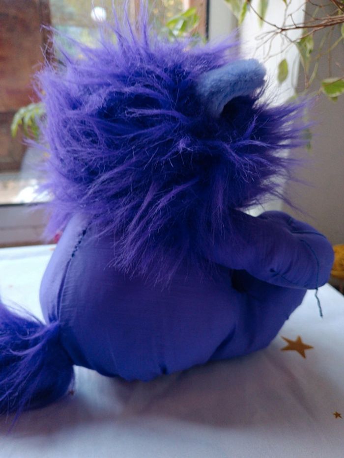 Peluche plush lion teddy parachute puffalump mytoy toy sylvertoys violet mauve purple vintage - photo numéro 10